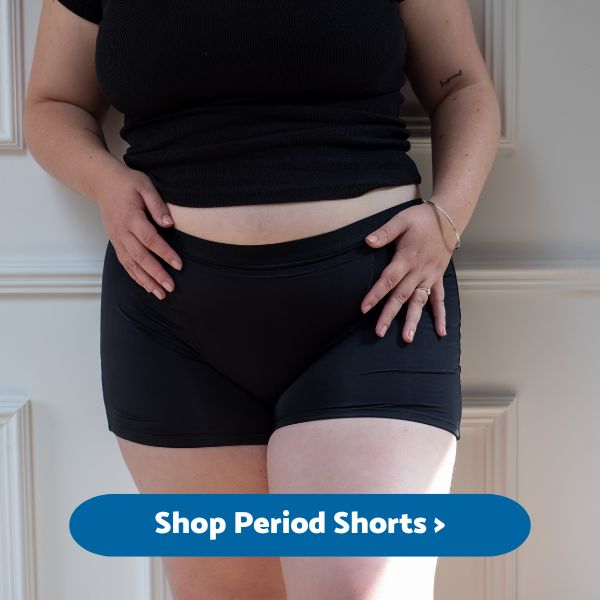 Picture of lady wearing period sleep shorts